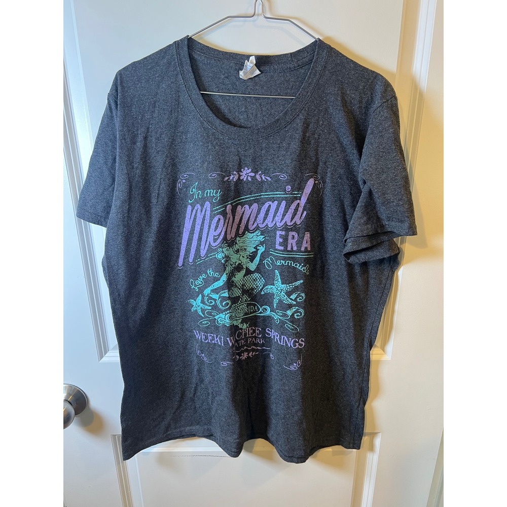 Port & Company Womens T-Shirt Weeki Wachee Mermaid Era Gray XL